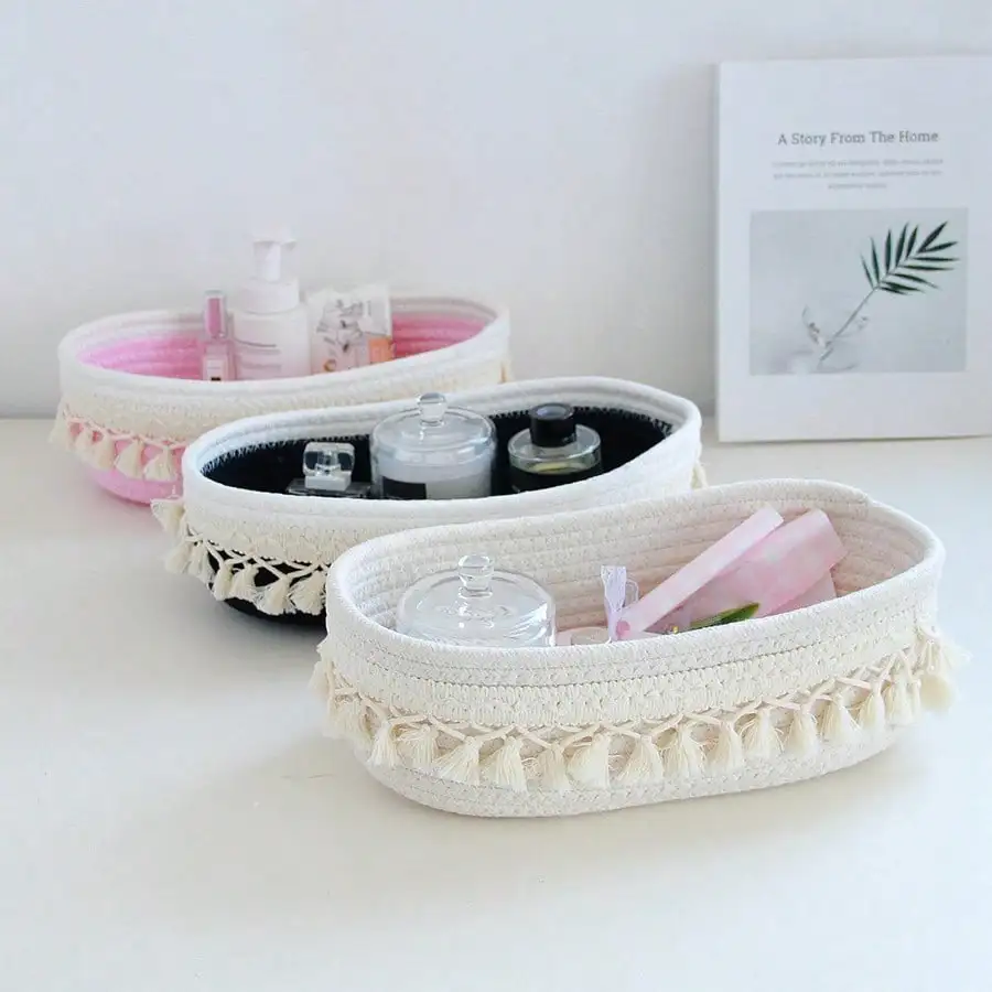 Tassel Style Cotton Rope Woven - Baby Clothing Basket 评论和价格