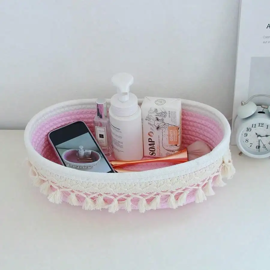 Tassel Style Cotton Rope Woven - Baby Clothing Basket 评论和价格