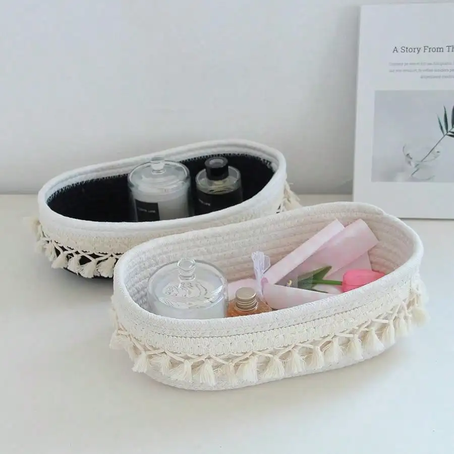 Tassel Style Cotton Rope Woven - Baby Clothing Basket 评论和价格