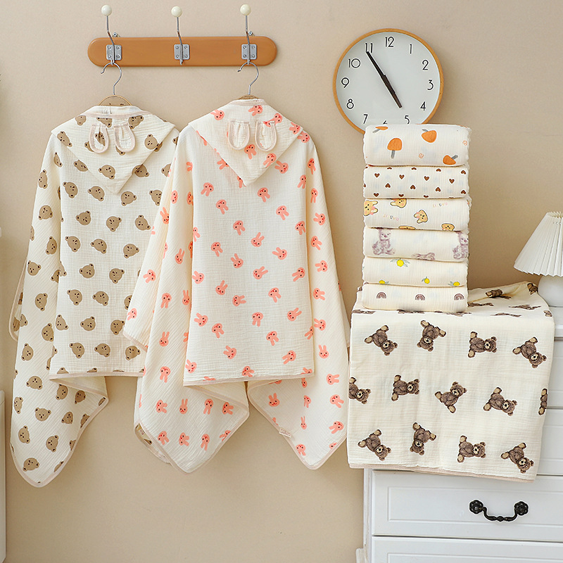 Baby Bath Towel 4 Layers Gauze - Hooded Bath Towel 评论和价格