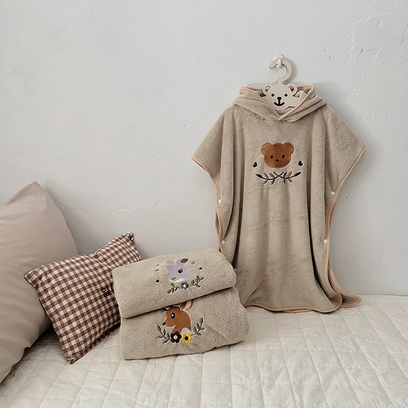 Children's Coral Fleece Cloaks - Hooded Bath Towel 评论和价格
