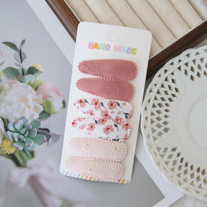 6pcs Fabric Hair Clips Flower  - Baby Clothing Material 评论和价格