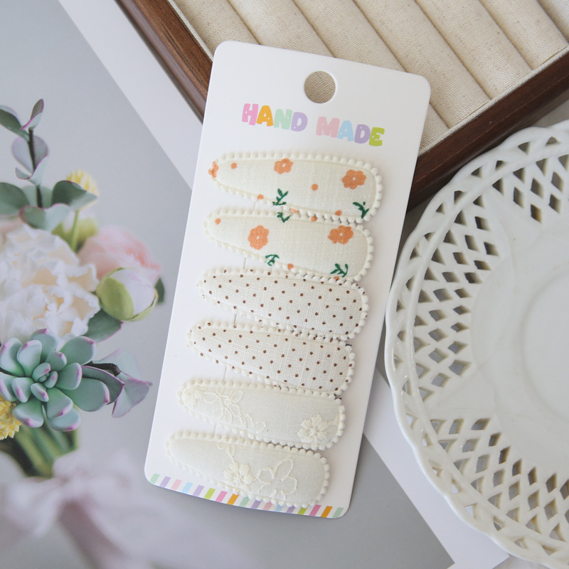 6pcs Fabric Hair Clips Flower  - Baby Clothing Material 评论和价格