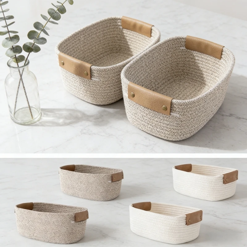 Woven Cotton Rope Desk Storage - Baby Clothing Basket 评论和价格